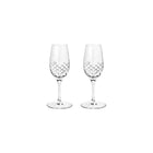 To klare facetslebne portvinsglas i krystalglas med diamantmønster fra Frederik Bagger