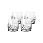 Fire facetslebne krystalglas med diamantmønster i klart glas til drikke i minimalistisk design fra Frederik Bagger