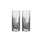 To røget facetslebne highballglas med diamantmønster i krystalglas fra Frederik Bagger