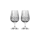 To klart facetslebne krystalglas med riflet diamantmønster i røget glas fra Frederik Bagger, 2 stk.