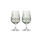 To klart facetslebet krystalglas i grønligt glas med diamantmønster fra Frederik Bagger, 2 stk.