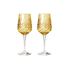 To facetslebne vinglas i citrine gult krystalglas med diamantmønster og tynde stilke fra Frederik Bagger