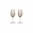 To røget facetslebne portvin-glas i krystalglas med diamantmønster fra Frederik Bagger Copal-kollektion