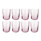Ottekantet sæt af rosa cylinderformede vandglas i klart glas fra Frederik Bagger til borddækning og servering