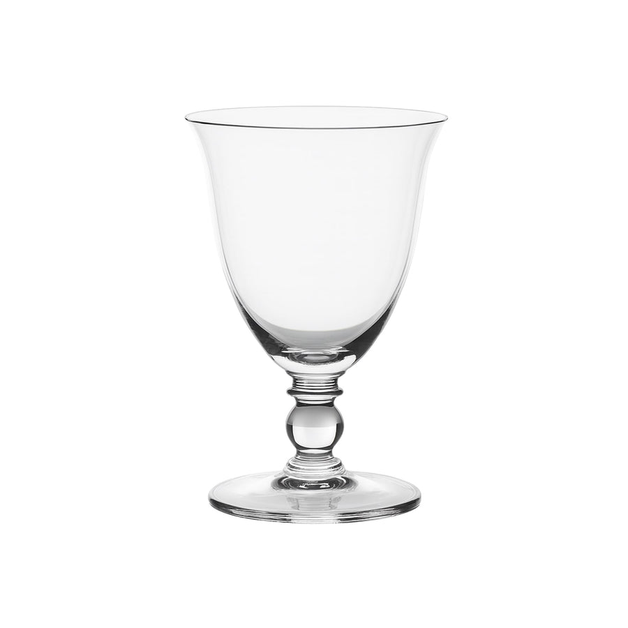 Krystalklar glasvase med rund fod og dekorativ stilk i glas fra Frederik Bagger - Mathilde kollektion